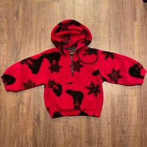 Super cute!! unisex 1/4 zip fleece hoodie jacket from Flapdoodles. Size 3